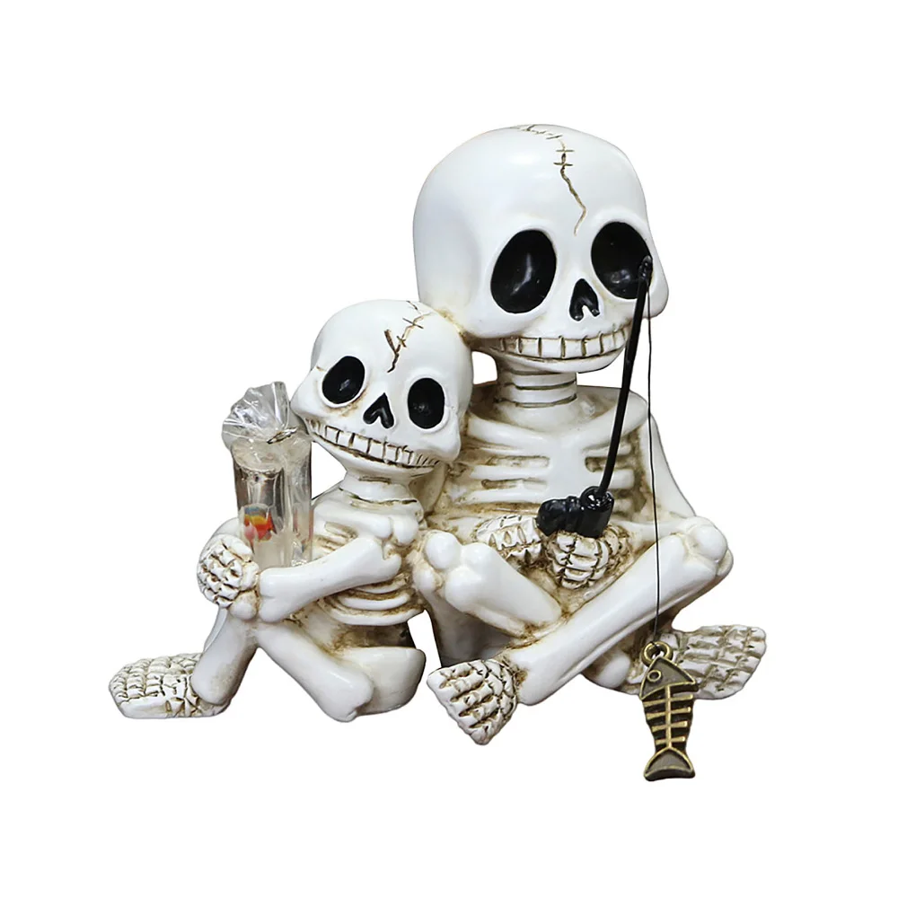 Plant Parent Pot - Halloweenowa figurka czaszki rodzic-dziecko, żywiczna doniczka,